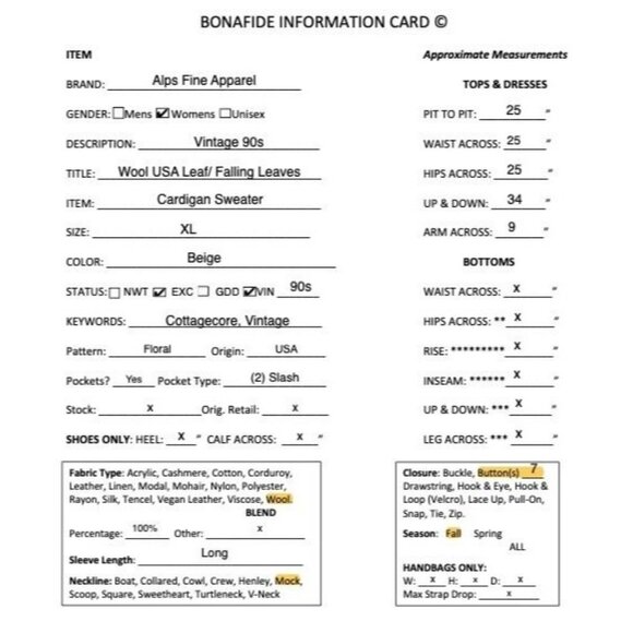 Alps Fine Apparel Womens Vintage 90s Wool USA Leaf Cardigan Size XL Beige FA EXC - Picture 12 of 12